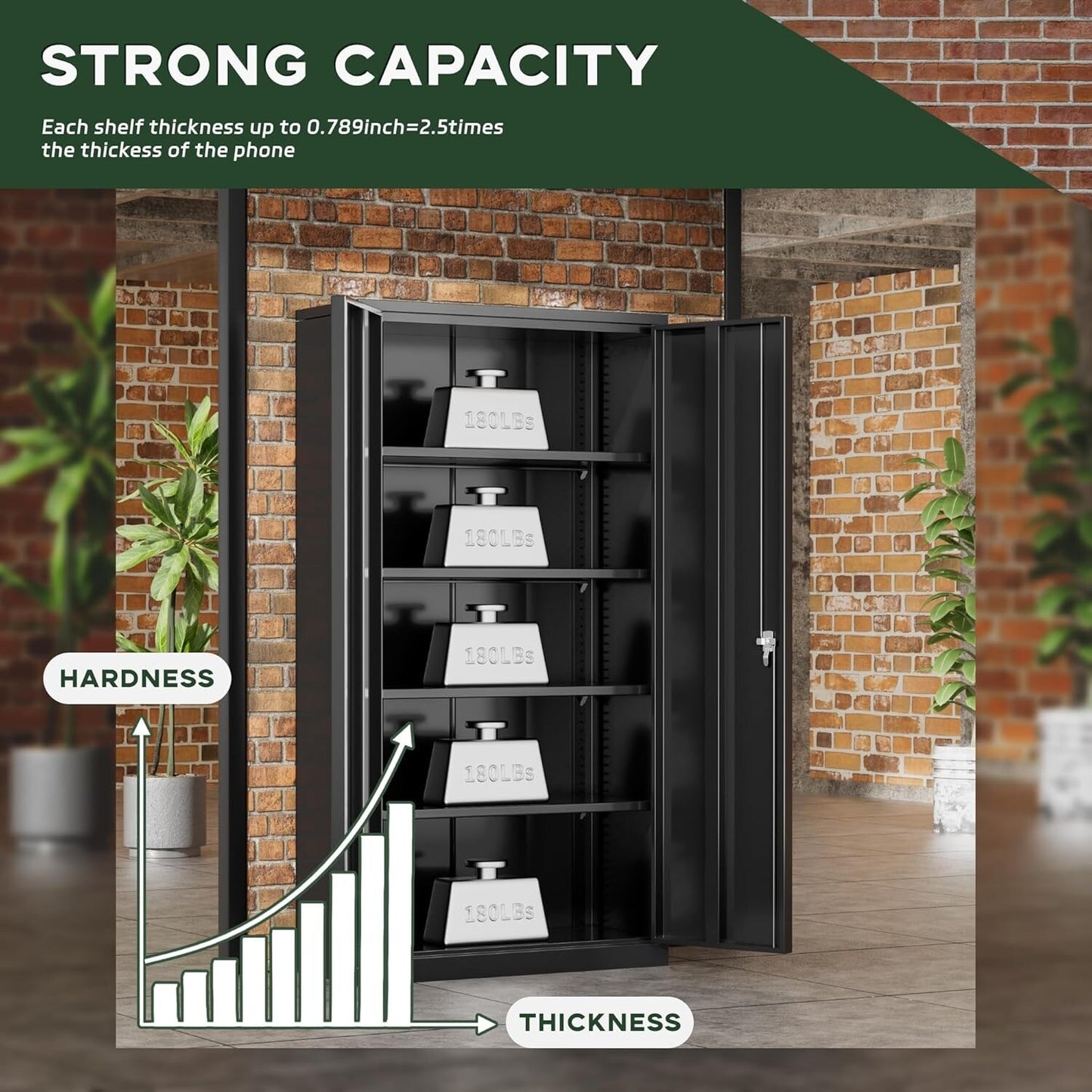 71'' H Metal Garage Storage Cabinet with Locking Doors and Adjustable Shelves