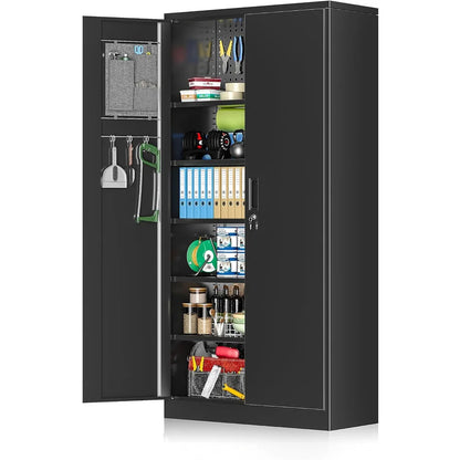 71'' H Metal Garage Storage Cabinet with Locking Doors and Adjustable Shelves