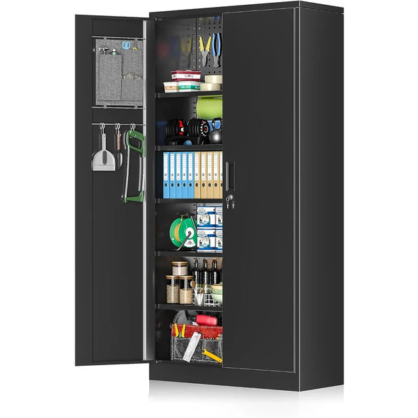 71'' H Metal Garage Storage Cabinet with Locking Doors and Adjustable Shelves