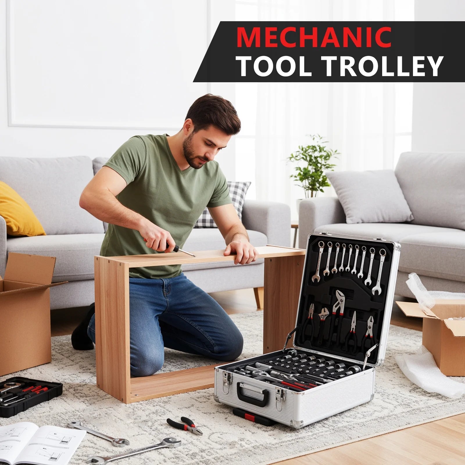 799Pcs Mechanic Tool Set with Trolley Case, Complete Household Tool Kit for Home, Automotive, Garage & Dorm