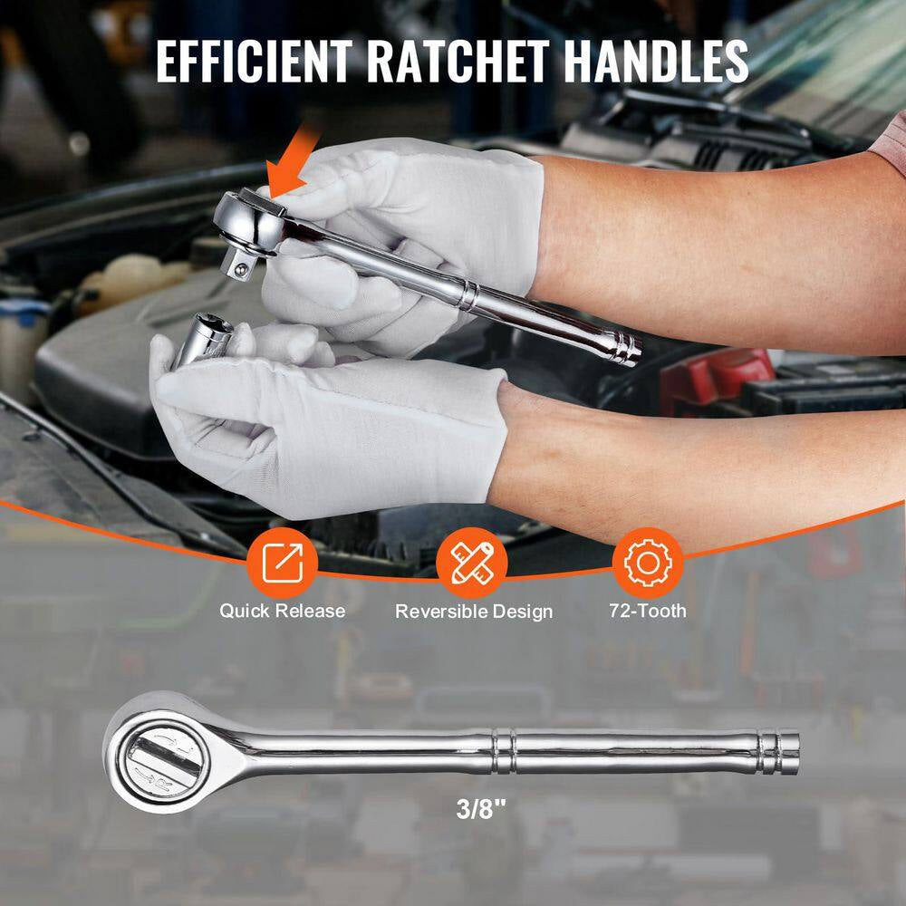 221Pcs Mechanics Tool Set, SAE and Metric Mechanic Tool Kit with Bits, Wrenches, Ratchet Handle, Accessories