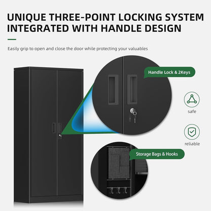 71'' H Metal Garage Storage Cabinet with Locking Doors and Adjustable Shelves