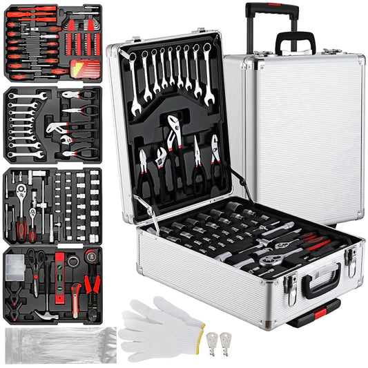 799Pcs Mechanic Tool Set with Trolley Case, Complete Household Tool Kit for Home, Automotive, Garage & Dorm