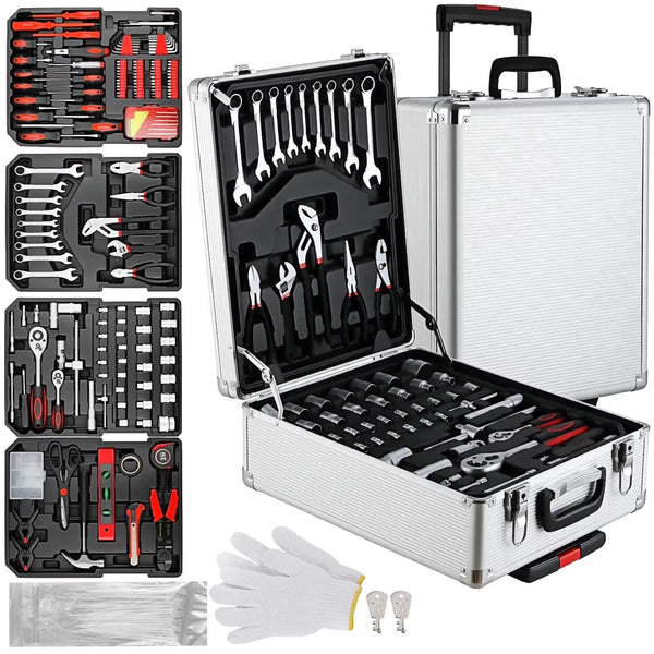 799Pcs Mechanic Tool Set with Trolley Case, Complete Household Tool Kit for Home, Automotive, Garage & Dorm