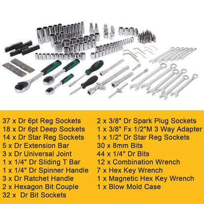 Mechanics Tool Set 216PCS (Including the Case) Portable Tool Kits and Socket Set, Automotive Repair Tool Set for DIY Car Repair