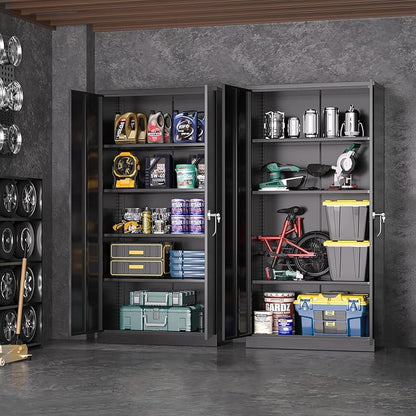 71'' H Metal Garage Storage Cabinet with Locking Doors and Adjustable Shelves