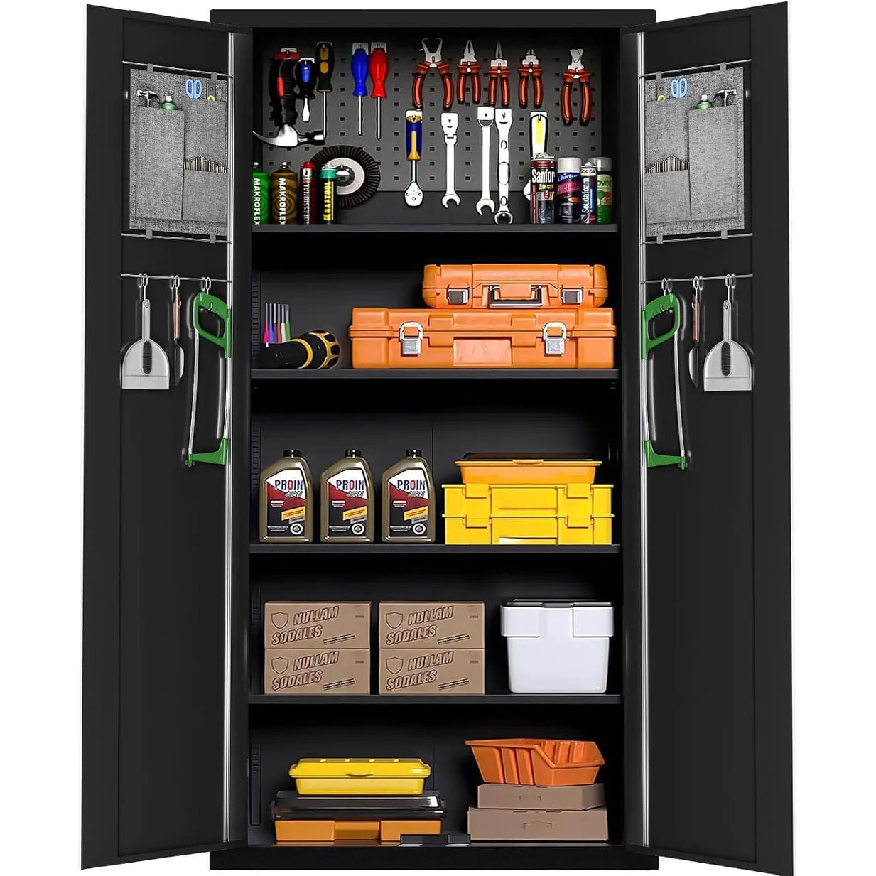 71'' H Metal Garage Storage Cabinet with Locking Doors and Adjustable Shelves