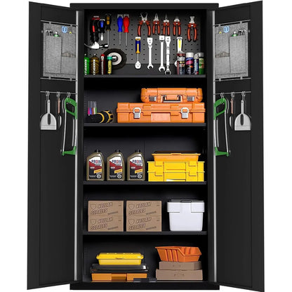 71'' H Metal Garage Storage Cabinet with Locking Doors and Adjustable Shelves