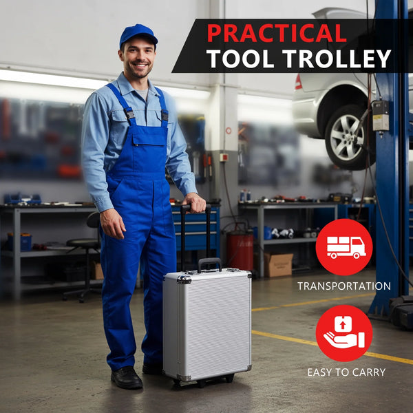 799Pcs Mechanic Tool Set with Trolley Case, Complete Household Tool Kit for Home, Automotive, Garage & Dorm