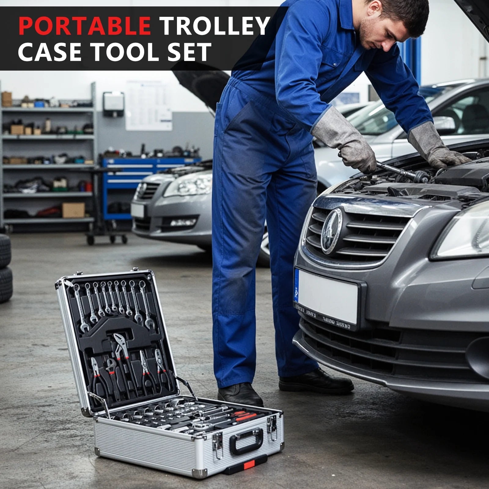 799Pcs Mechanic Tool Set with Trolley Case, Complete Household Tool Kit for Home, Automotive, Garage & Dorm