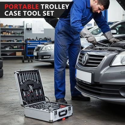 799Pcs Mechanic Tool Set with Trolley Case, Complete Household Tool Kit for Home, Automotive, Garage & Dorm