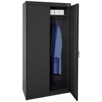 36 In. W X 72 In. H X 24 In. D 24-Gauge 2-Shelf Steel Freestanding Wardrobe Storage Cabinet in Black