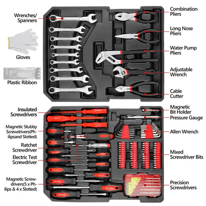 799Pcs Mechanic Tool Set with Trolley Case, Complete Household Tool Kit for Home, Automotive, Garage & Dorm