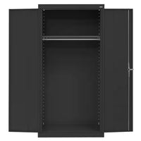36 In. W X 72 In. H X 24 In. D 24-Gauge 2-Shelf Steel Freestanding Wardrobe Storage Cabinet in Black