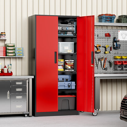 71'' H Metal Garage Storage Cabinet with Locking Doors and Adjustable Shelves