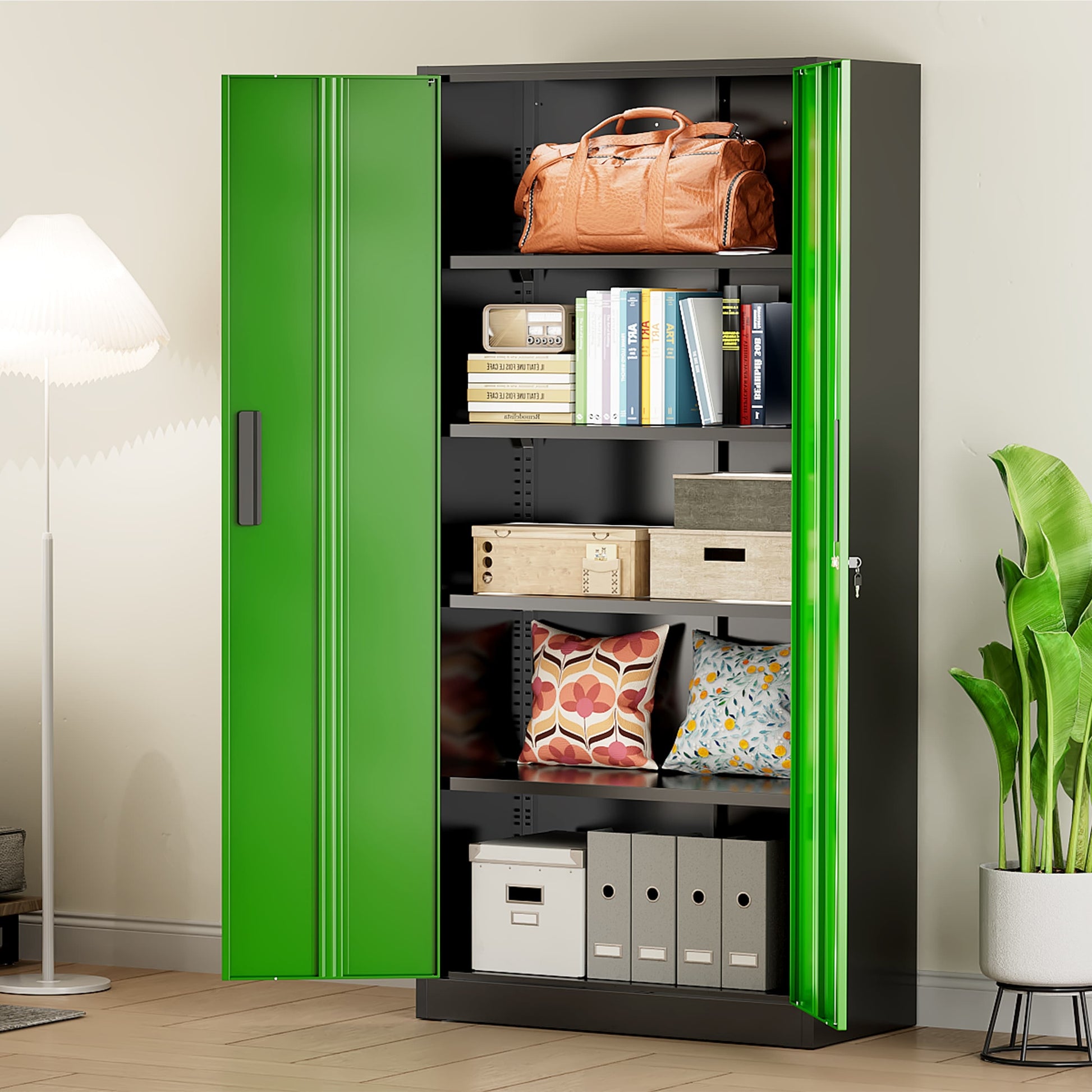 71'' H Metal Garage Storage Cabinet with Locking Doors and Adjustable Shelves