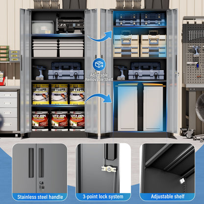 71'' H Metal Garage Storage Cabinet with Locking Doors and Adjustable Shelves