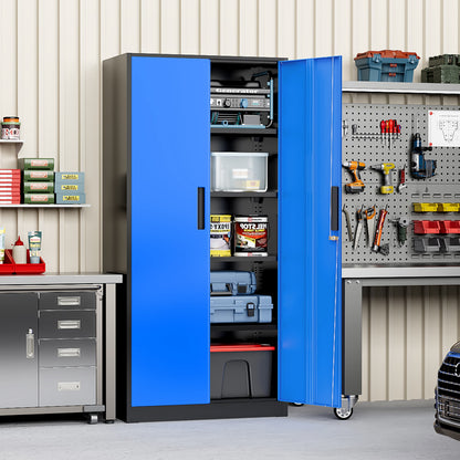 71'' H Metal Garage Storage Cabinet with Locking Doors and Adjustable Shelves