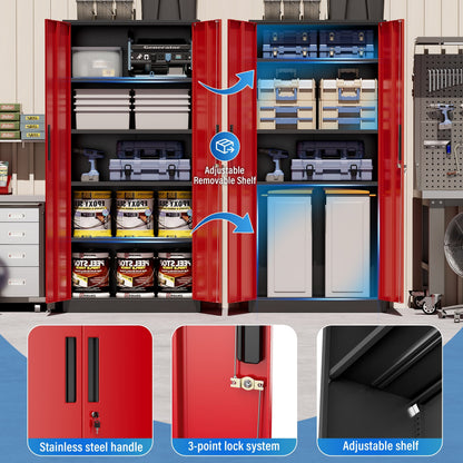 71'' H Metal Garage Storage Cabinet with Locking Doors and Adjustable Shelves