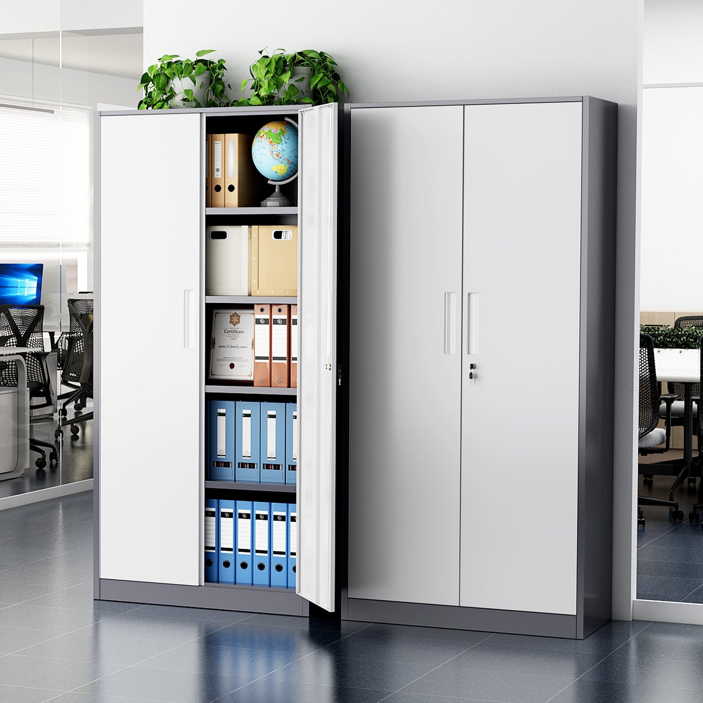 71'' H Metal Garage Storage Cabinet with Locking Doors and Adjustable Shelves