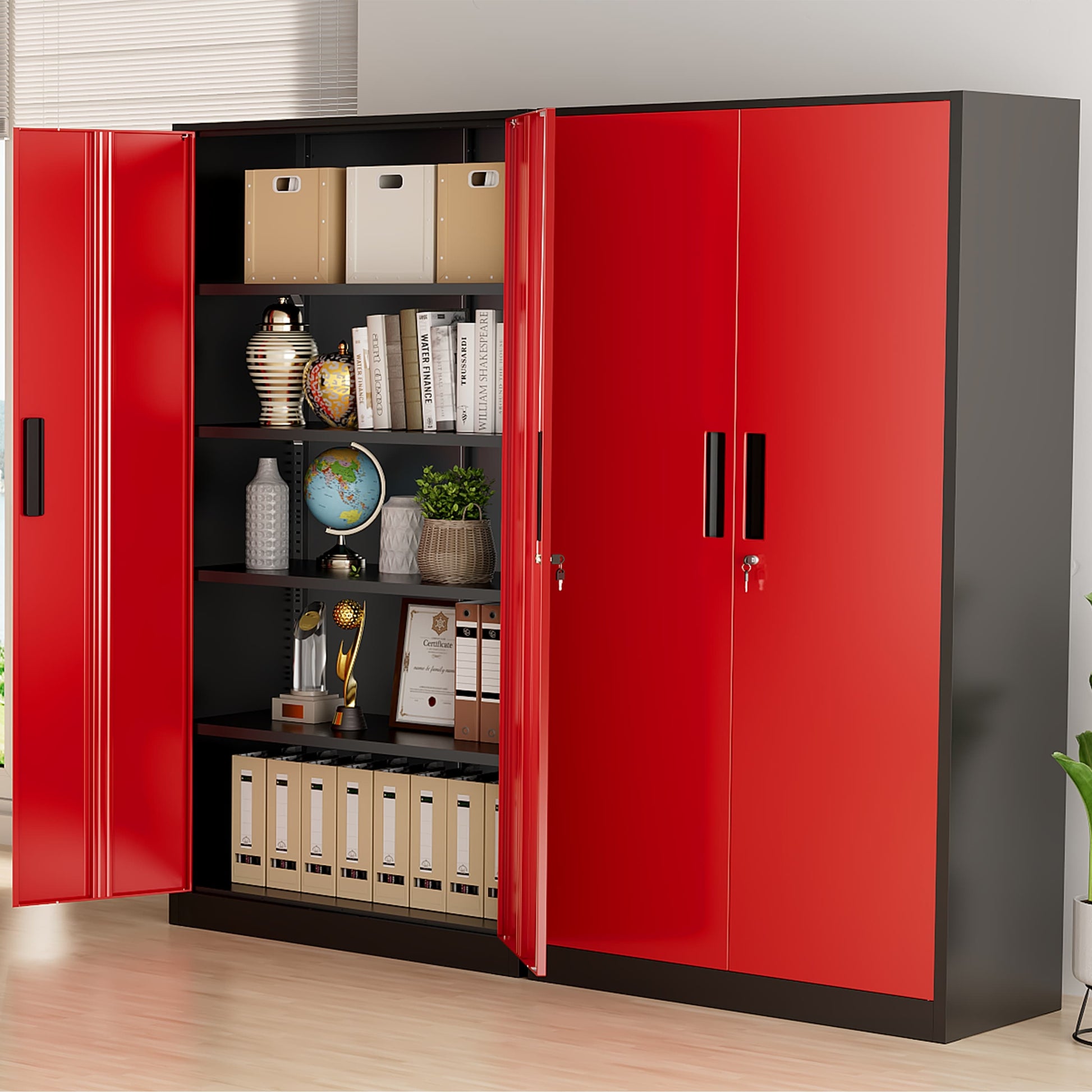 71'' H Metal Garage Storage Cabinet with Locking Doors and Adjustable Shelves
