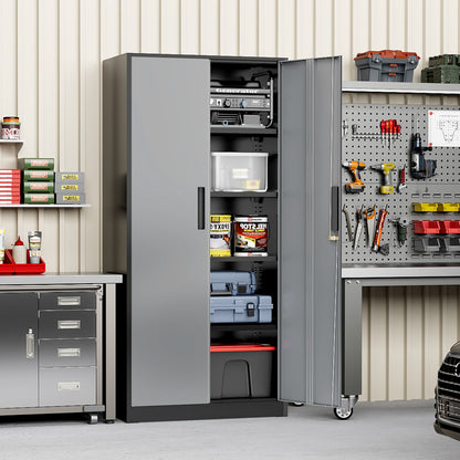 71'' H Metal Garage Storage Cabinet with Locking Doors and Adjustable Shelves