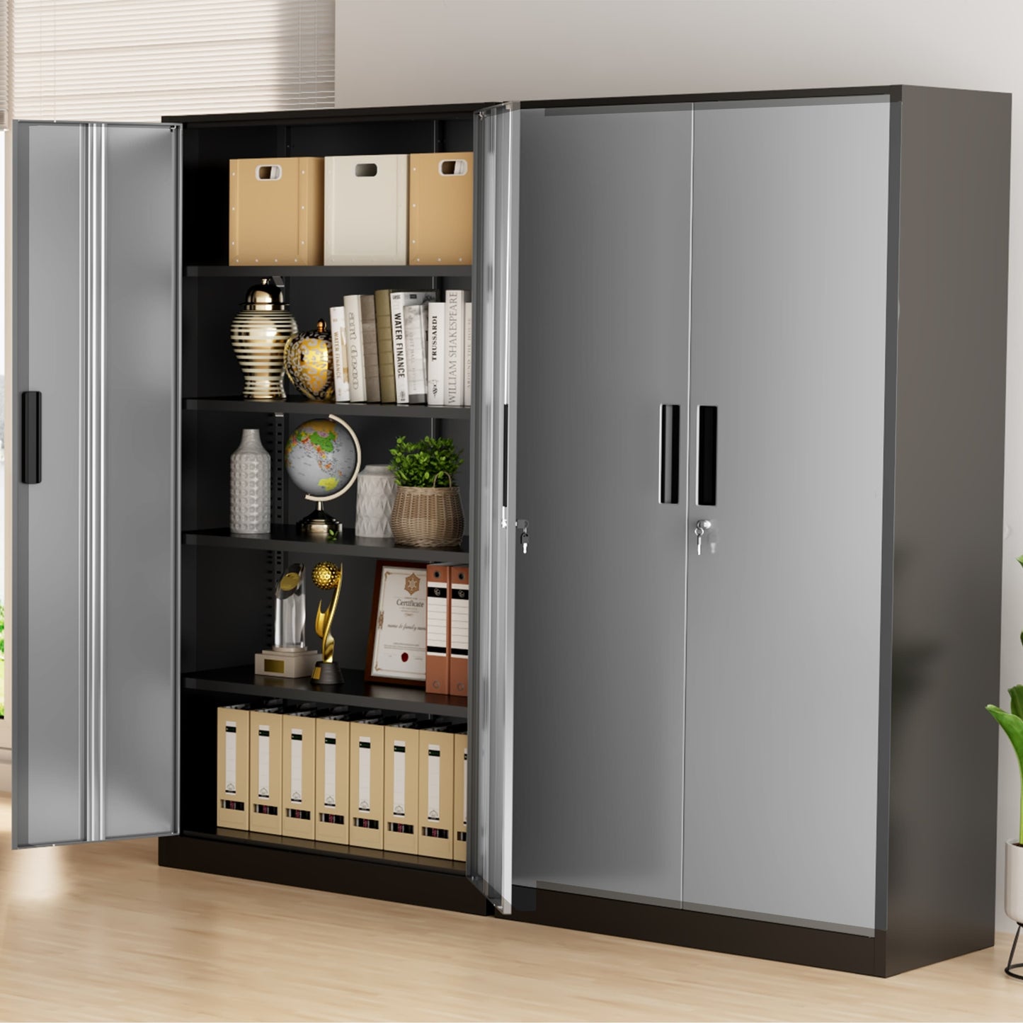 71'' H Metal Garage Storage Cabinet with Locking Doors and Adjustable Shelves