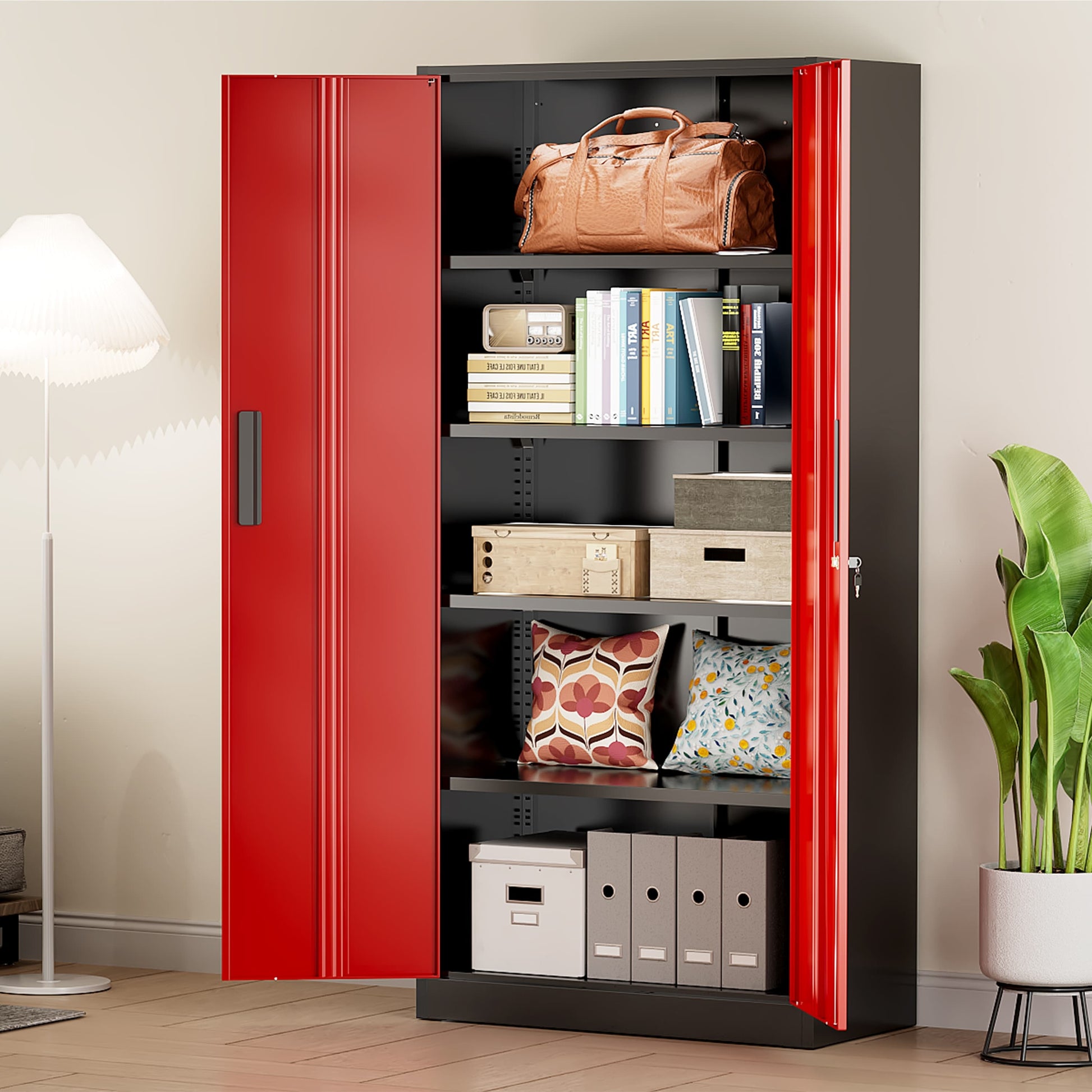 71'' H Metal Garage Storage Cabinet with Locking Doors and Adjustable Shelves