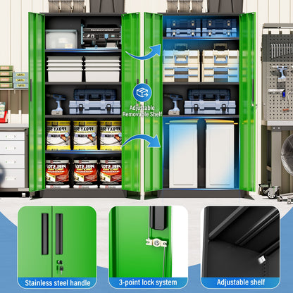 71'' H Metal Garage Storage Cabinet with Locking Doors and Adjustable Shelves