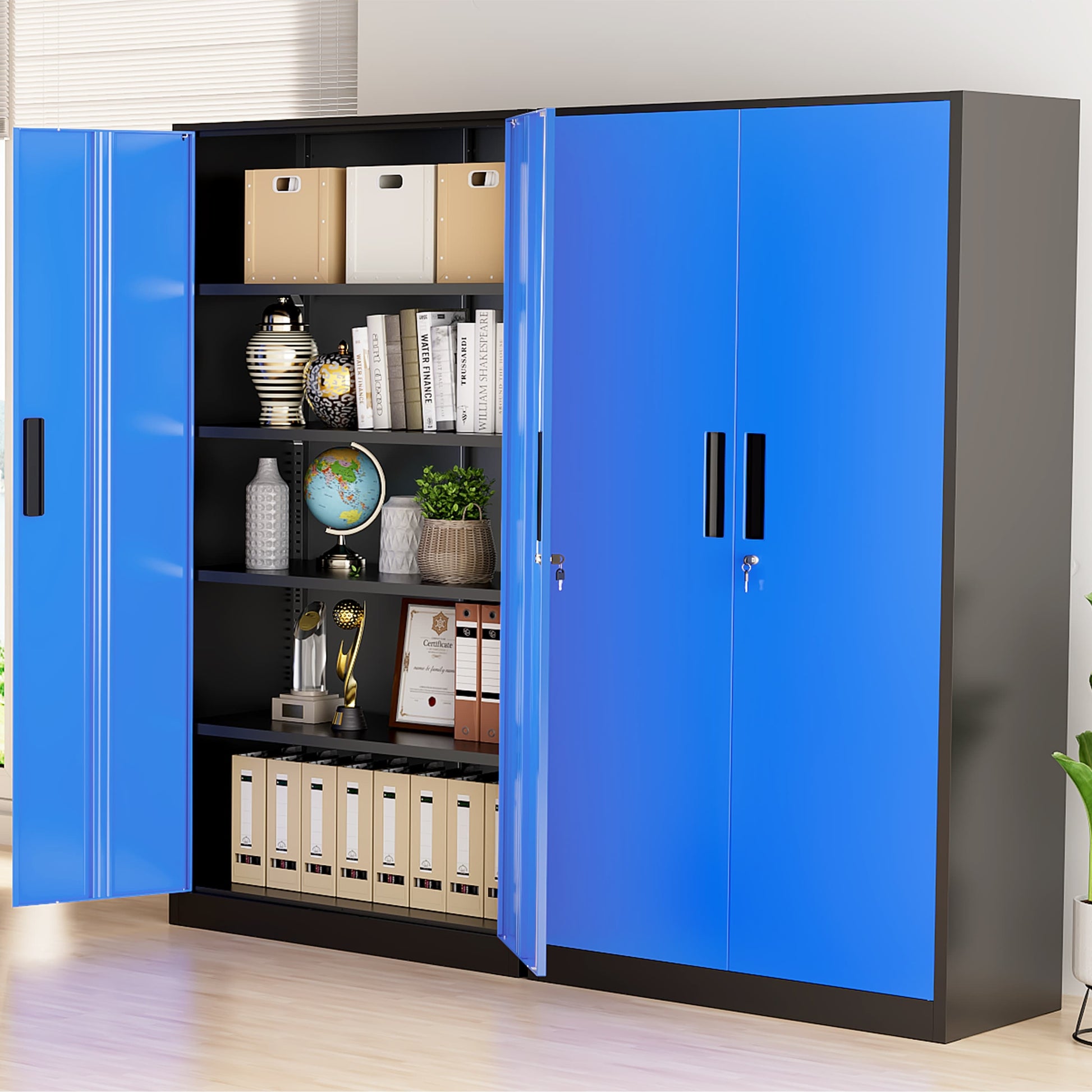 71'' H Metal Garage Storage Cabinet with Locking Doors and Adjustable Shelves
