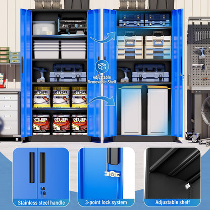 71'' H Metal Garage Storage Cabinet with Locking Doors and Adjustable Shelves