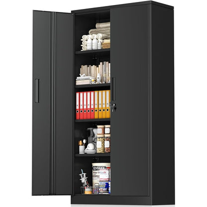 71'' H Metal Garage Storage Cabinet with Locking Doors and Adjustable Shelves