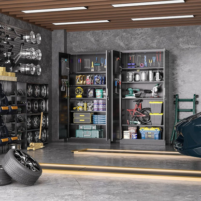 71'' H Metal Garage Storage Cabinet with Locking Doors and Adjustable Shelves