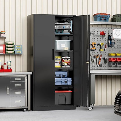 71'' H Metal Garage Storage Cabinet with Locking Doors and Adjustable Shelves