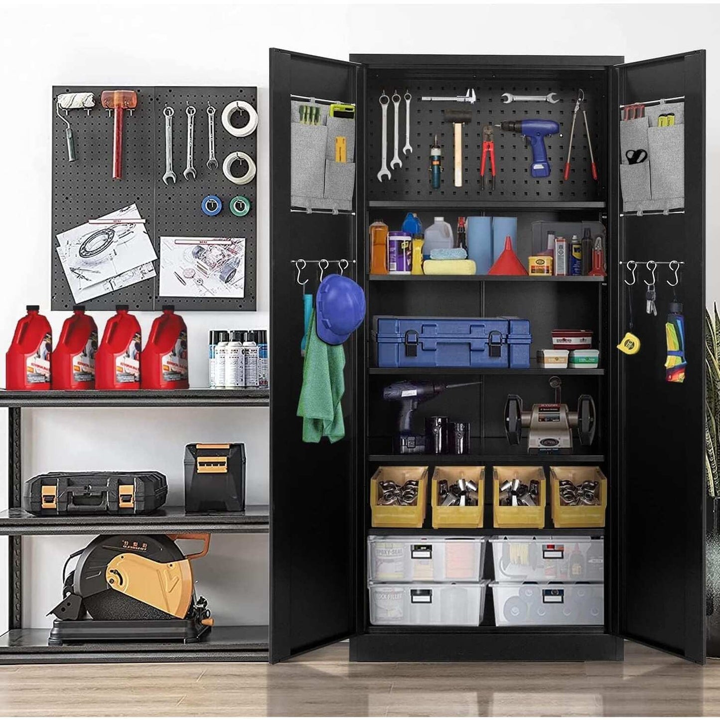 71'' H Metal Garage Storage Cabinet with Locking Doors and Adjustable Shelves