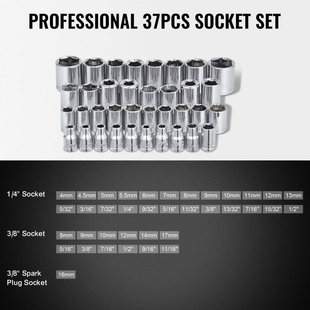 221Pcs Mechanics Tool Set, SAE and Metric Mechanic Tool Kit with Bits, Wrenches, Ratchet Handle, Accessories