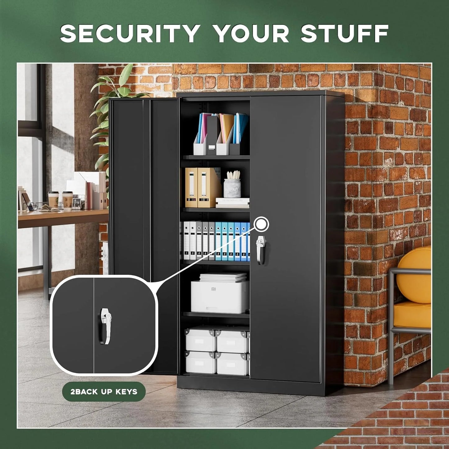 71'' H Metal Garage Storage Cabinet with Locking Doors and Adjustable Shelves