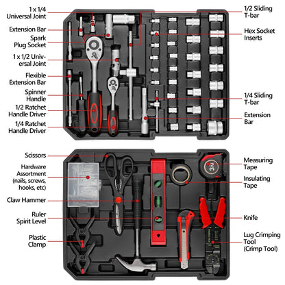 799Pcs Mechanic Tool Set with Trolley Case, Complete Household Tool Kit for Home, Automotive, Garage & Dorm