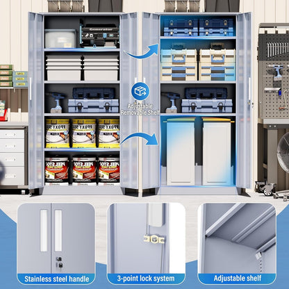71'' H Metal Garage Storage Cabinet with Locking Doors and Adjustable Shelves
