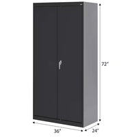36 In. W X 72 In. H X 24 In. D 24-Gauge 2-Shelf Steel Freestanding Wardrobe Storage Cabinet in Black