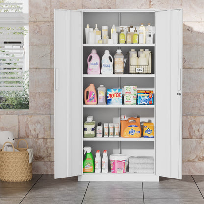 71'' H Metal Garage Storage Cabinet with Locking Doors and Adjustable Shelves