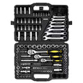 121-Piece Mechanics Tool Set, 1/4In. 3/8In. 1/2In. Drive Sockets, SAE + Metric Mechanic Tool Kit, for Automotive Repair