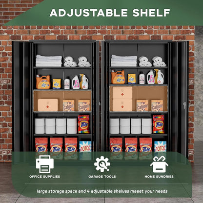 71'' H Metal Garage Storage Cabinet with Locking Doors and Adjustable Shelves